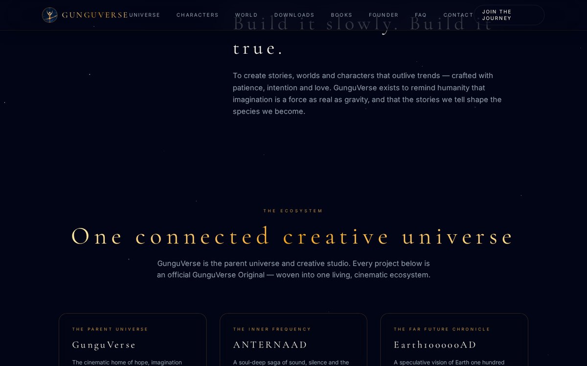 The ecosystem section on the GunguVerse founder route