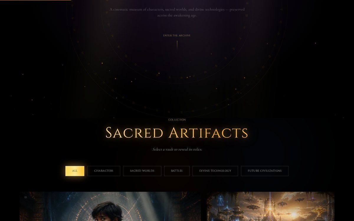 Sacred Artifacts archive on the ANTERNAAD gallery page