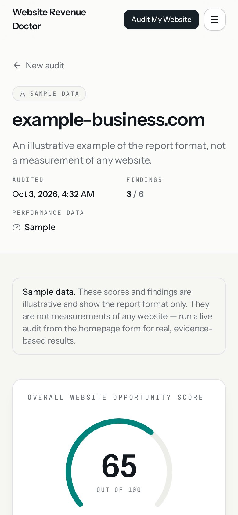 Revenue Doctor report on a mobile screen