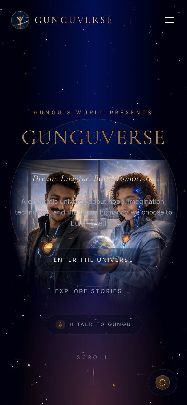 GunguVerse homepage on a phone