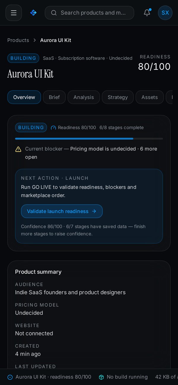 SellXon workspace on a mobile viewport